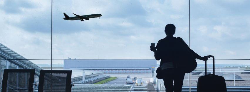 Travel essentials page header waiting in airport Packing shopping list