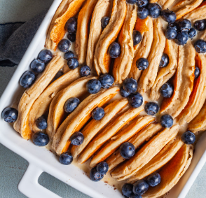 pancake casserole with blueberries